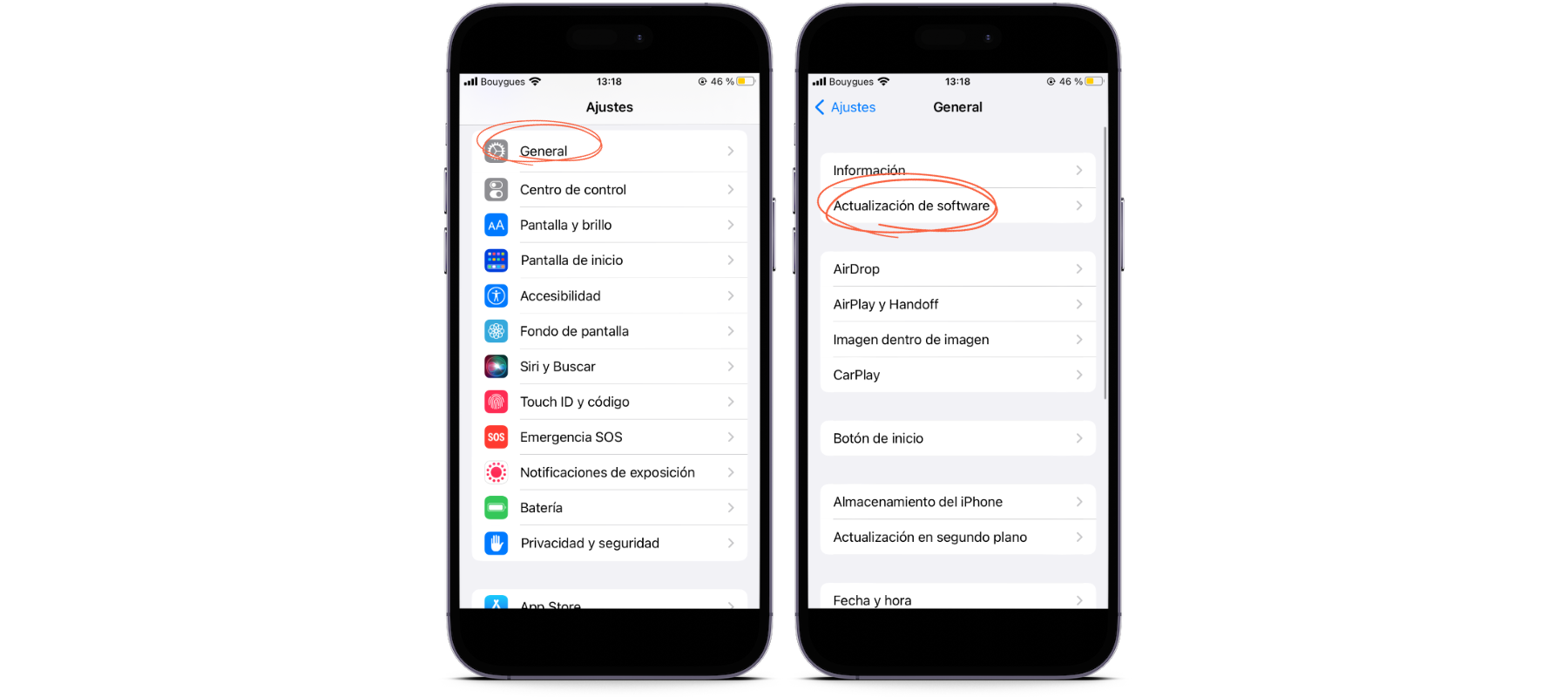 Actualización de iOS con iPhone